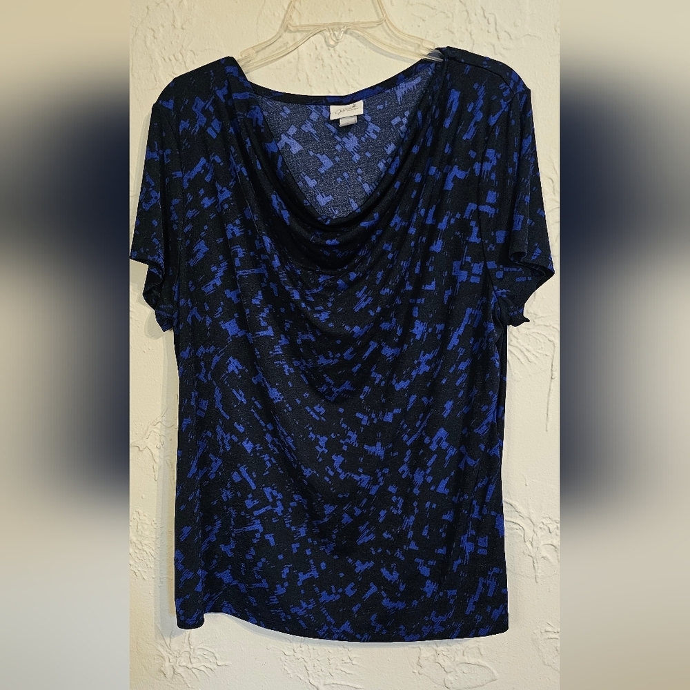 Jaclyn Smith Geometric Print Short Sleeve Women's Top XL